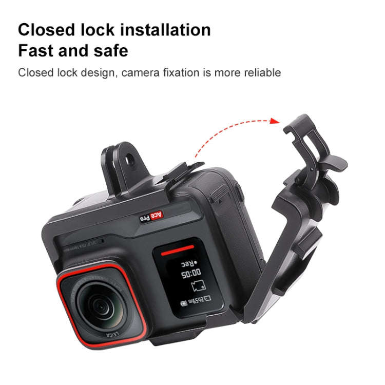 For Insta360 Ace / Ace Pro PC Cage Expansion Adapter Frame with Dual Cold Shoe Bases (Black)