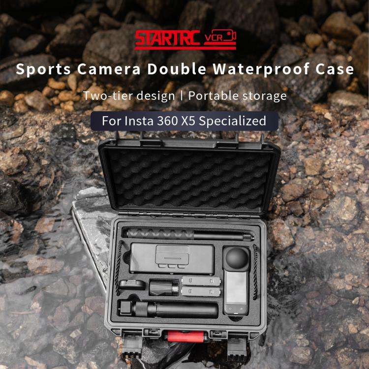For Insta360 X5 STARTRC Waterproof Dual-layer Suitcase Storage Box (Black)