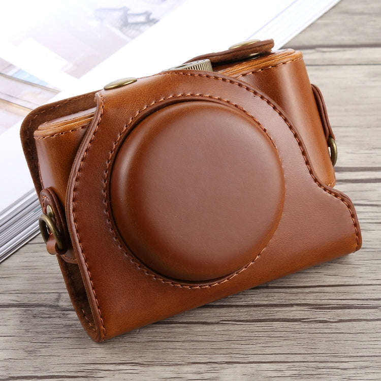 Full Body Camera PU Leather Case Bag with Strap for Sony DSC-HX90(Brown)