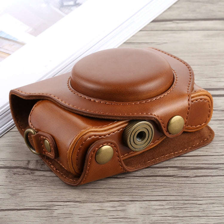 Full Body Camera PU Leather Case Bag with Strap for Sony DSC-HX90(Brown)
