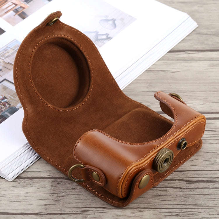 Full Body Camera PU Leather Case Bag with Strap for Sony DSC-HX90(Brown)