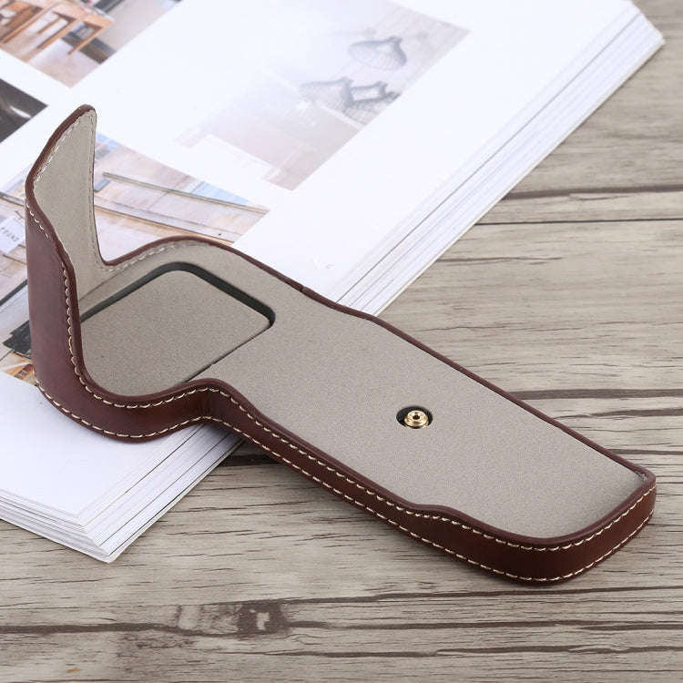 1/4 inch Thread PU Leather Camera Half Case Base for Canon EOS 5D Mark IV / 5D Mark III(Coffee)