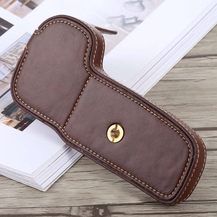 1/4 inch Thread PU Leather Camera Half Case Base for Canon EOS 5D Mark IV / 5D Mark III(Coffee)