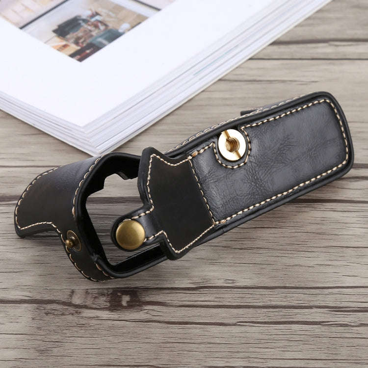 1/4 inch Thread PU Leather Camera Half Case Base for Olympus EM5 / EM5 Mark II (Black)