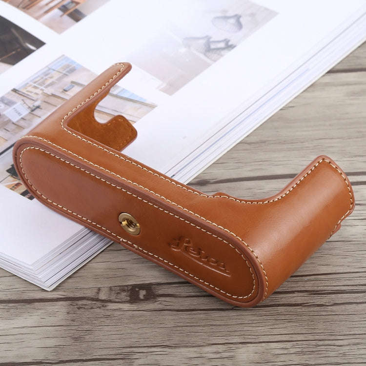 1/4 inch Thread PU Leather Camera Half Case Base for Leica M9 (Brown)