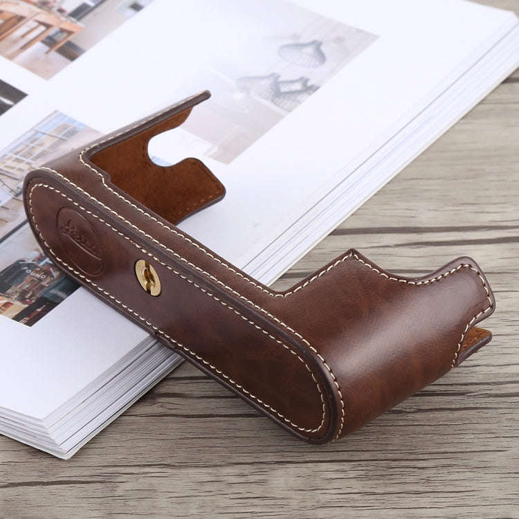 1/4 inch Thread PU Leather Camera Half Case Base for Leica M10 (Coffee)
