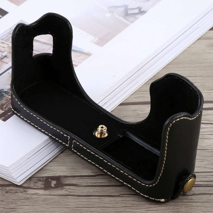 1/4 inch Thread PU Leather Camera Half Case Base for FUJIFILM X100F (Black)