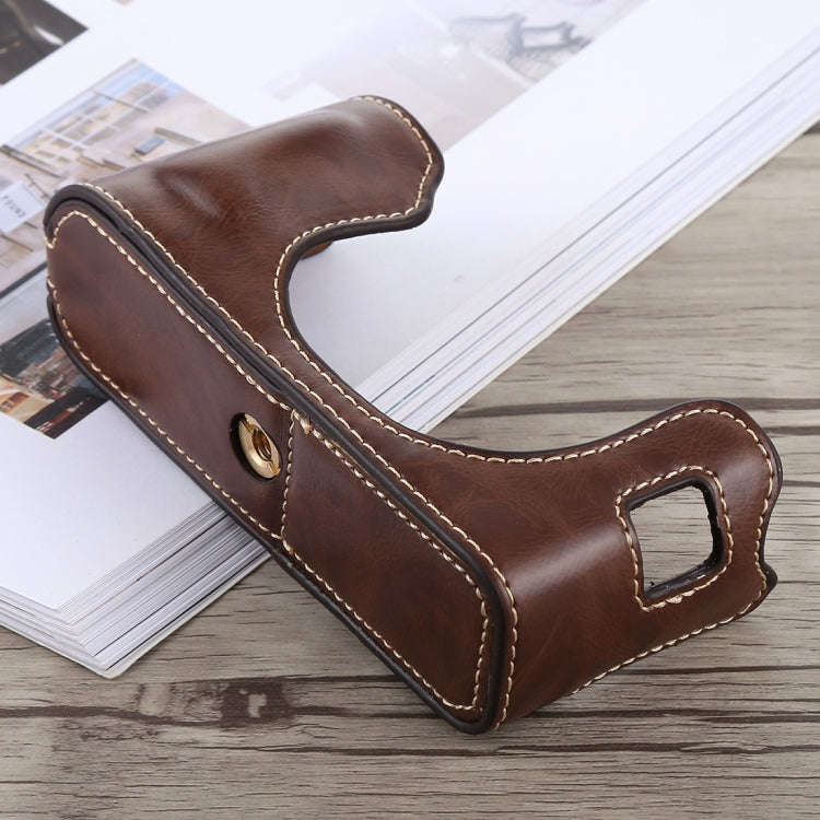 1/4 inch Thread PU Leather Camera Half Case Base for FUJIFILM X100F (Coffee)