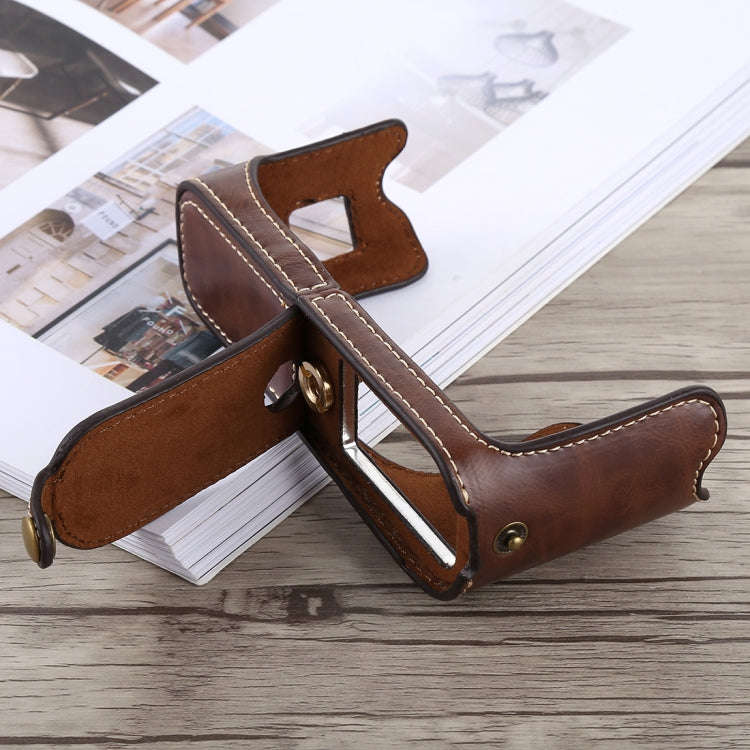 1/4 inch Thread PU Leather Camera Half Case Base for FUJIFILM X100F (Coffee)