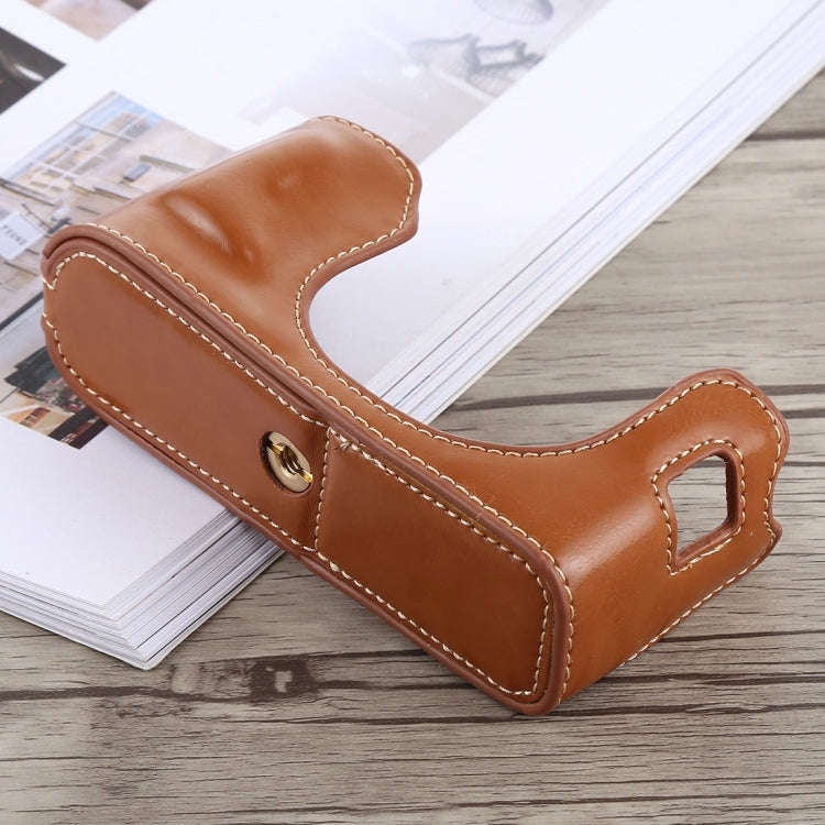 1/4 inch Thread PU Leather Camera Half Case Base for FUJIFILM X100F (Brown)