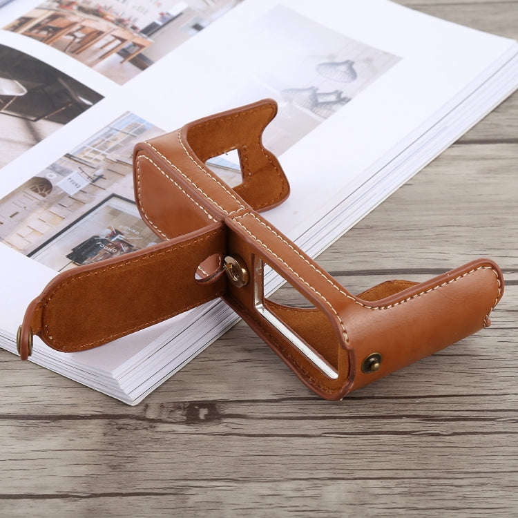 1/4 inch Thread PU Leather Camera Half Case Base for FUJIFILM X100F (Brown)