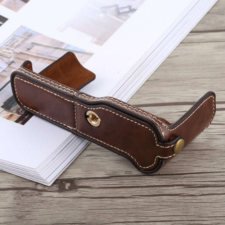 1/4 inch Thread PU Leather Camera Half Case Base for FUJIFILM X-T10 / X-T20 (Coffee)