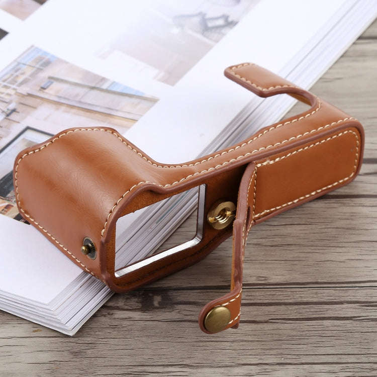 1/4 inch Thread PU Leather Camera Half Case Base for FUJIFILM X-T10 / X-T20 (Brown)