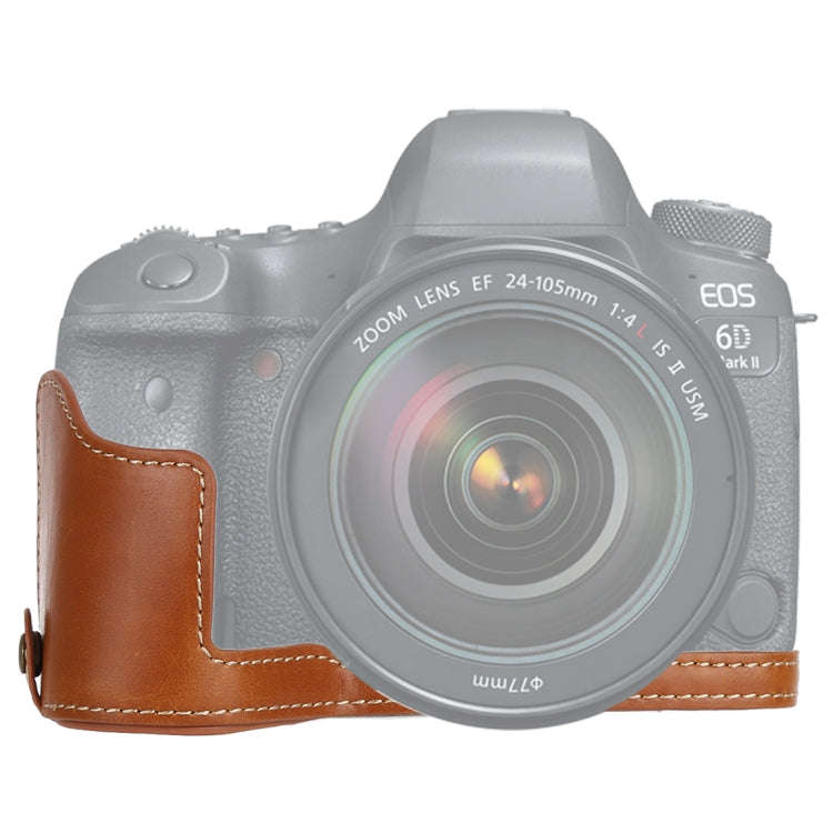 1/4 inch Thread PU Leather Camera Half Case Base for Canon EOS 6D /  6D Mark II (Brown)