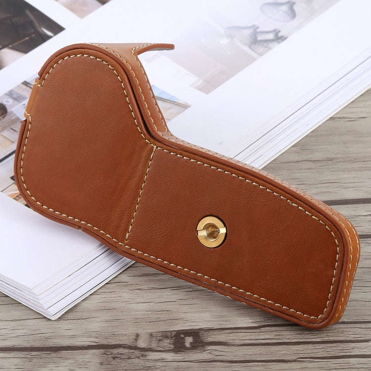 1/4 inch Thread PU Leather Camera Half Case Base for Canon EOS 6D /  6D Mark II (Brown)