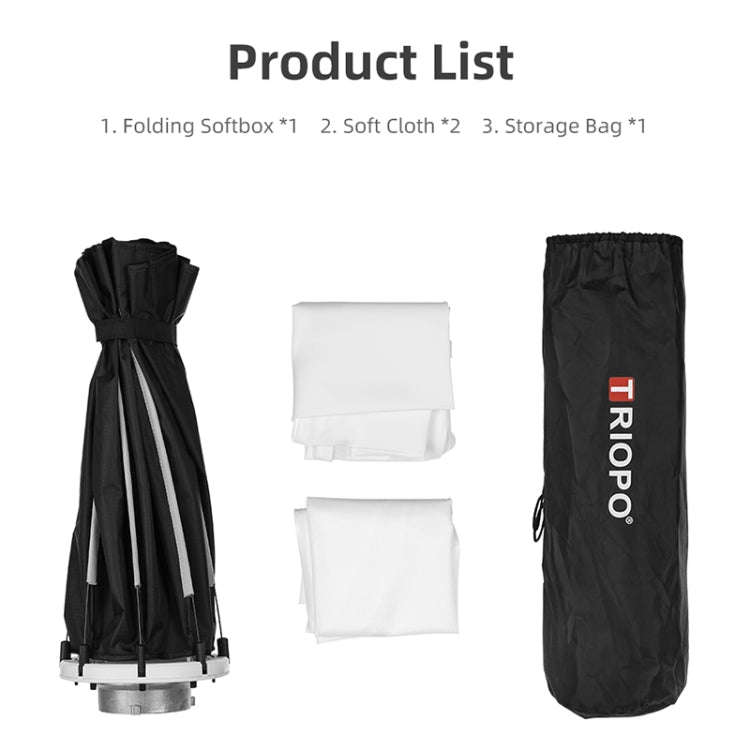 TRIOPO K65 65cm Speedlite Flash Octagon Parabolic Softbox Bowens Mount Diffuser for Speedlite