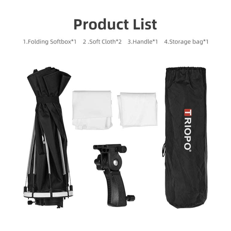 TRIOPO KS65 65cm Speedlite Flash Octagon Parabolic Softbox Diffuser with Bracket Mount Handle for...