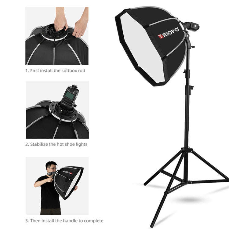 TRIOPO KS65 65cm Speedlite Flash Octagon Parabolic Softbox Diffuser with Bracket Mount Handle for...
