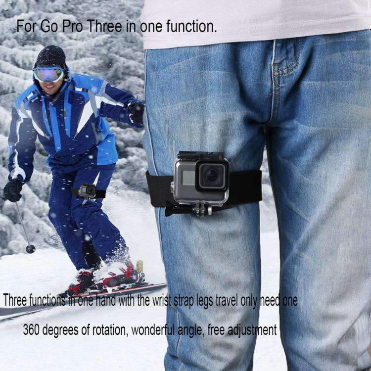 GP278 3 in 1 Hand Wrist Arm Leg Straps 360-degree Rotation Mount for GoPro, Insta360, DJI and Oth...