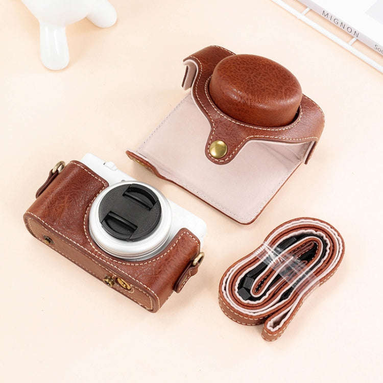 For Sony ZV-1F / ZV1M2 Full Body Camera PU Leather Case Bag with Strap (Coffee)