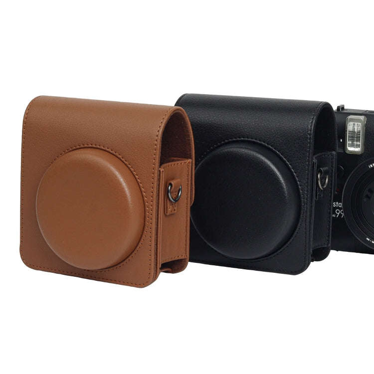 For Fujifilm Instax mini 99 Full Body Camera PU Leather Case Bag with Strap (Brown)