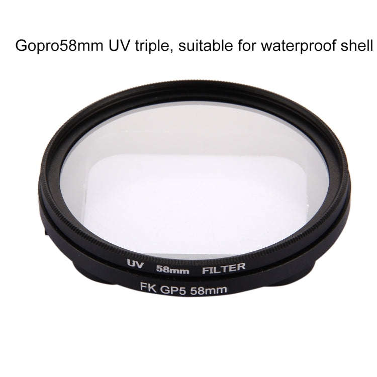 58mm 3 in 1 Round Circle UV Lens Filter with Cap for GoPro HERO7 Black/6 /5