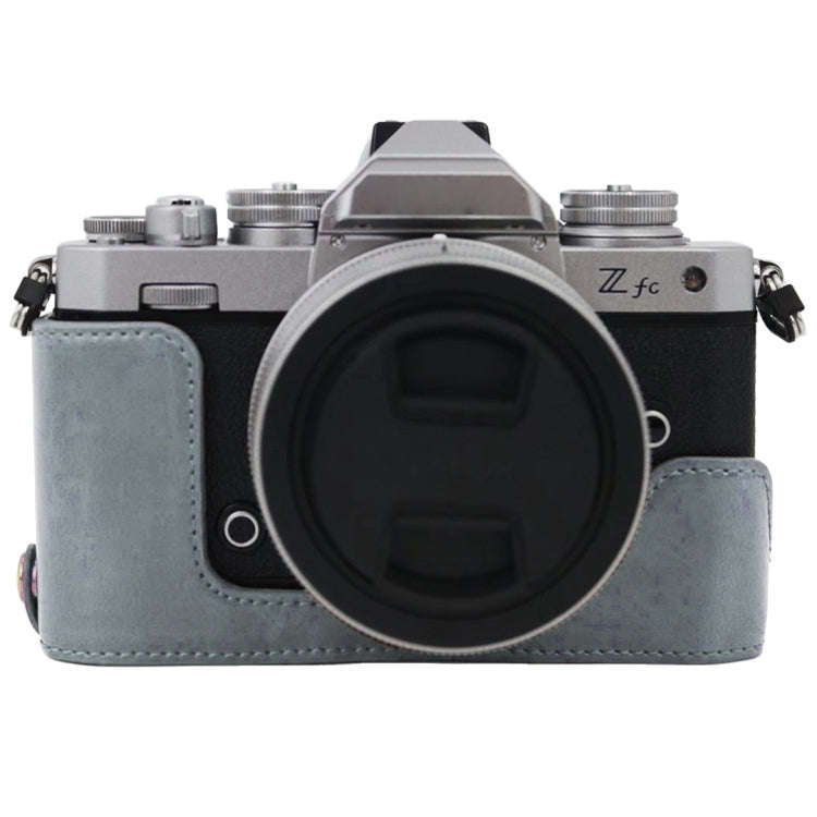 1/4 inch Thread PU Leather Camera Half Case Base for Nikon Z fc (Grey)