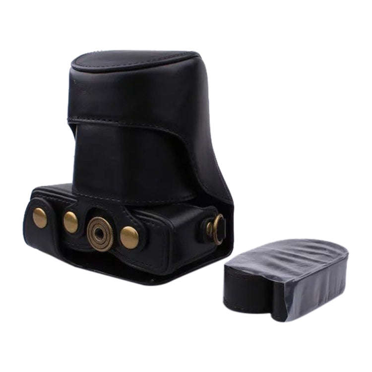 Full Body Camera PU Leather Case Bag with Strap for Canon EOS M200 (15-55mm Lens) (Coffee)