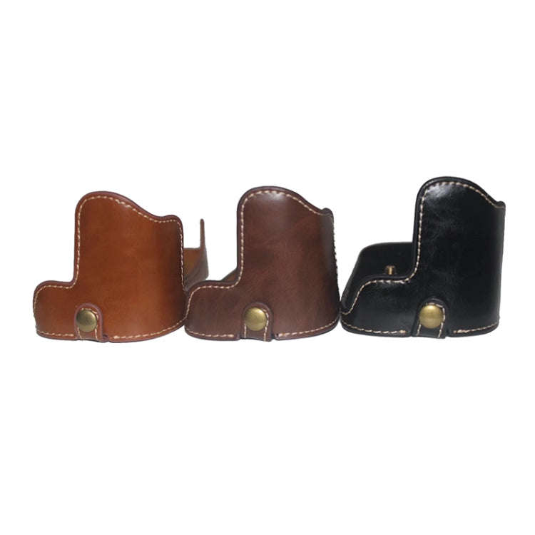1/4 inch Thread PU Leather Camera Half Case Base for Canon EOS 80D / 70D(Coffee)