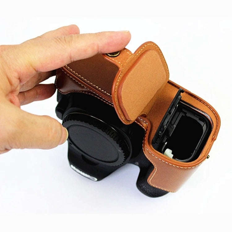 1/4 inch Thread PU Leather Camera Half Case Base for Canon EOS 80D / 70D(Coffee)
