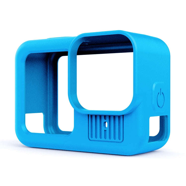 For GoPro HERO13 Black Silicone Protective Case Cover with Wrist Strap & Lens Cover (Blue)