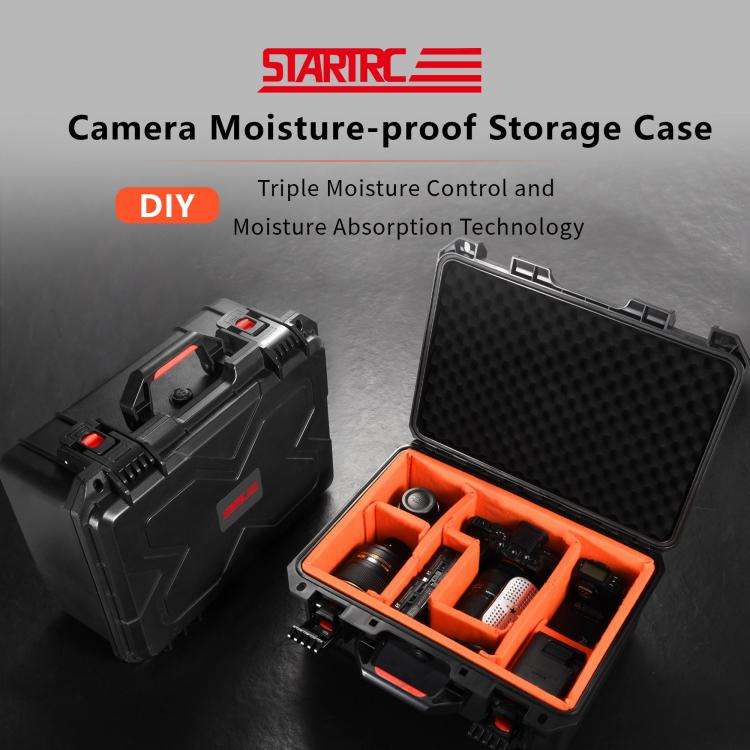 STARTRC Waterproof PP Suitcase Storage Box for Canon / Fujifilm / Nikon 1 Camera 2 Lenses (Black)