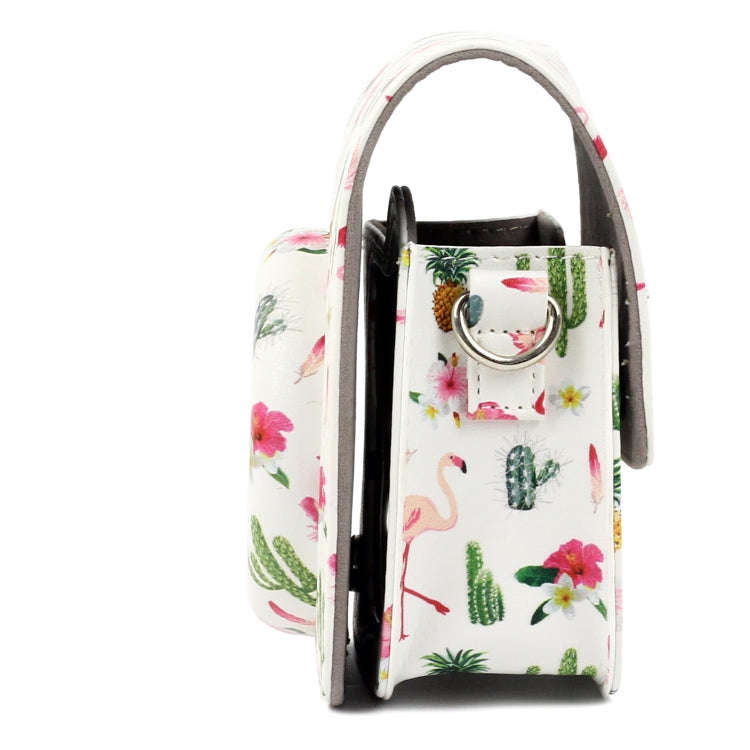 Flamingo Cactus Pattern PU Leather Protective Camera Case Bag For FUJIFILM Instax Mini90 Camera
