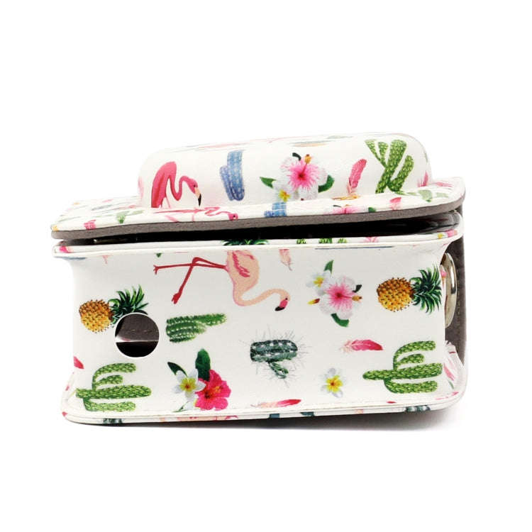 Flamingo Cactus Pattern PU Leather Protective Camera Case Bag For FUJIFILM Instax Mini90 Camera