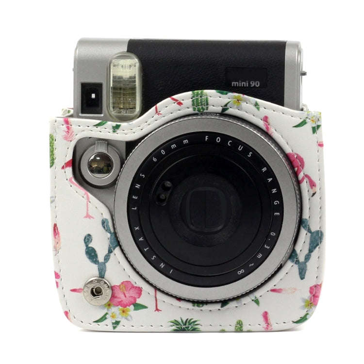 Flamingo Cactus Pattern PU Leather Protective Camera Case Bag For FUJIFILM Instax Mini90 Camera