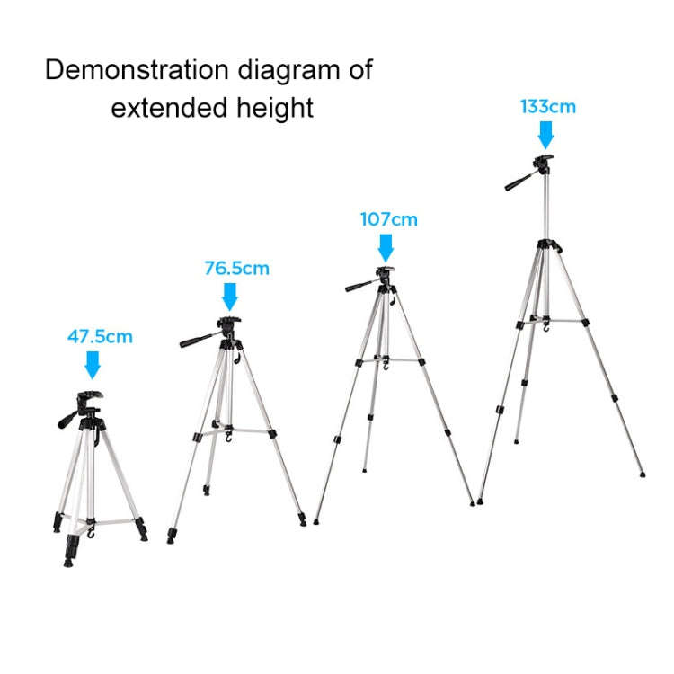 Live Broadcast Tripod 3-Section Folding Legs Aluminum Alloy Tripod Mount with U-Shape Three-Dimen...