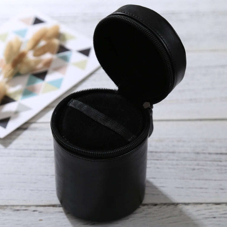 Medium Lens Case Zippered PU Leather Pouch Box for DSLR Camera Lens, Size: 13x9x9cm(Black)