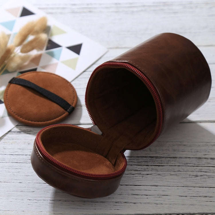 Medium Lens Case Zippered PU Leather Pouch Box for DSLR Camera Lens, Size: 13x9x9cm(Coffee)