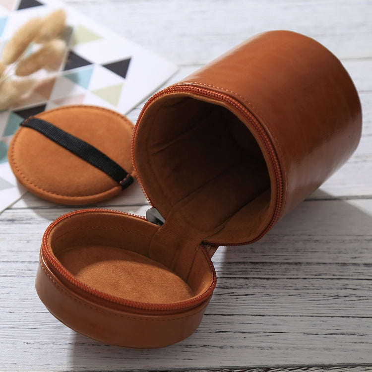 Medium Lens Case Zippered PU Leather Pouch Box for DSLR Camera Lens, Size: 13x9x9cm(Brown)