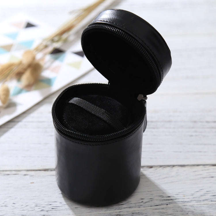 Small Lens Case Zippered PU Leather Pouch Box for DSLR Camera Lens, Size: 11x8x8cm(Black)