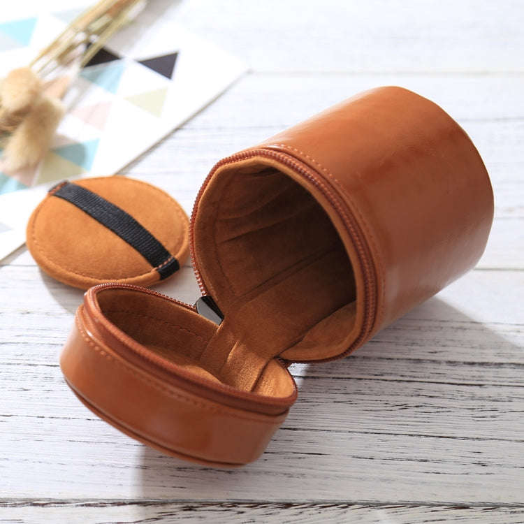 Small Lens Case Zippered PU Leather Pouch Box for DSLR Camera Lens, Size: 11x8x8cm(Brown)