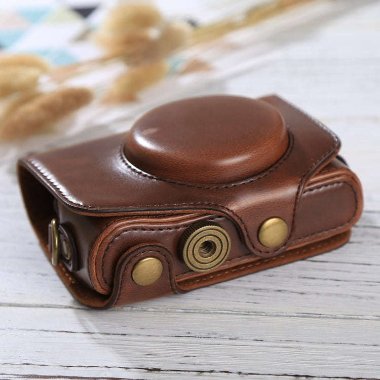 Full Body Camera PU Leather Case Bag with Strap for Canon PowerShot SX730 HS / SX720 HS (Coffee)