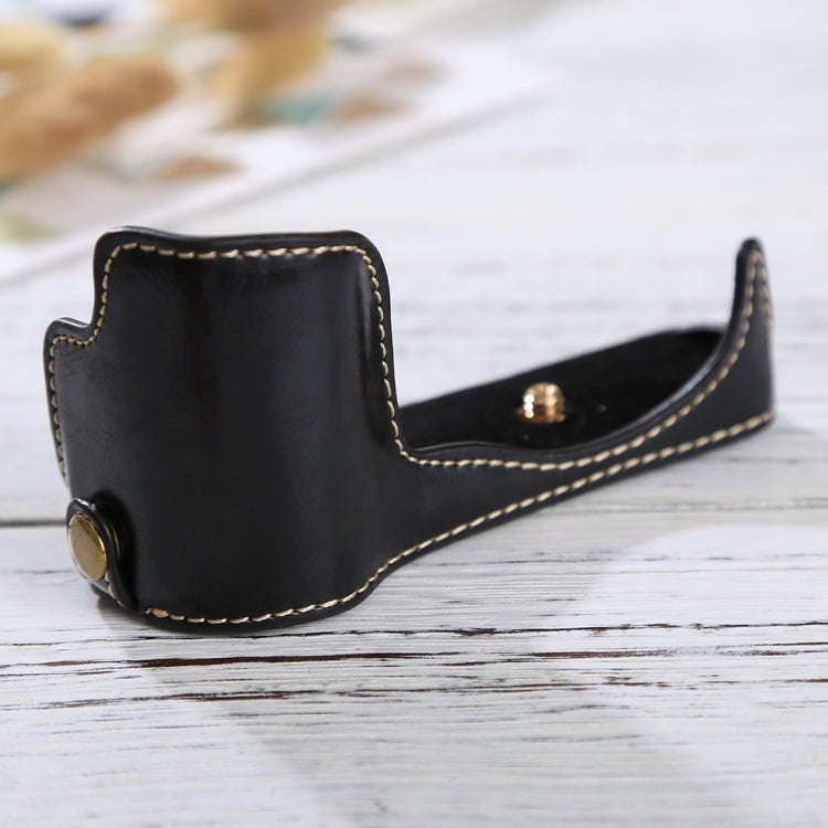 1/4 inch Thread PU Leather Camera Half Case Base for Sony ILCE-5100 / A5100(Black)