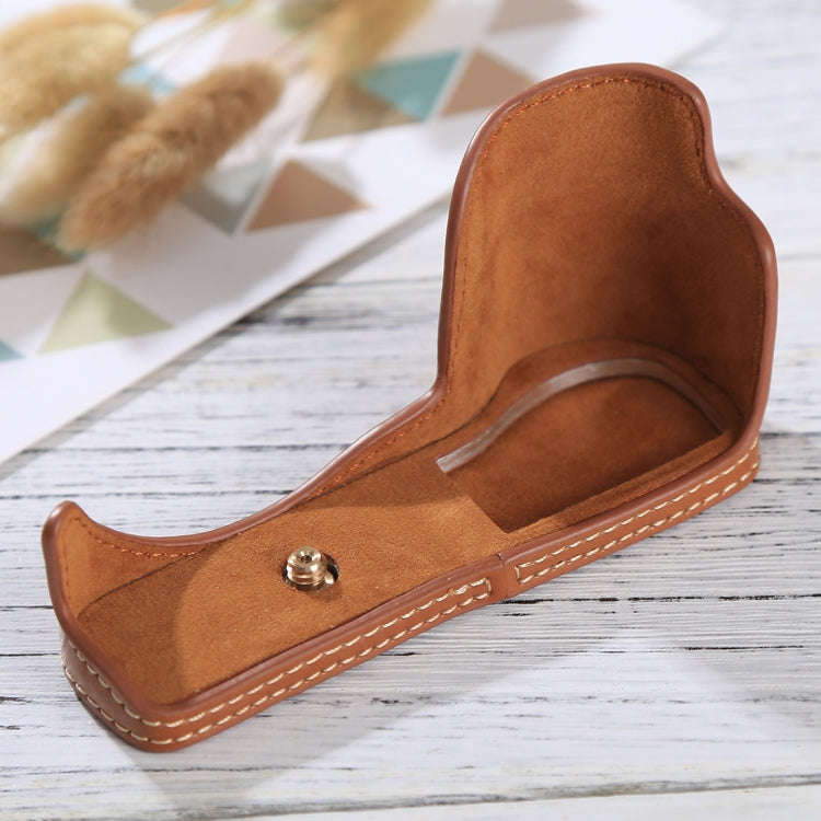 1/4 inch Thread PU Leather Camera Half Case Base for Sony ILCE-5100 / A5100(Brown)