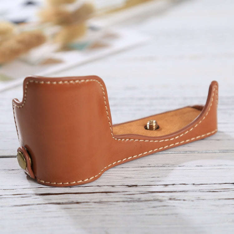 1/4 inch Thread PU Leather Camera Half Case Base for Sony ILCE-5100 / A5100(Brown)