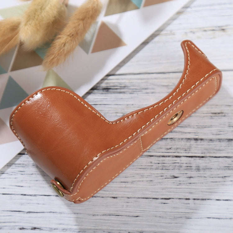 1/4 inch Thread PU Leather Camera Half Case Base for Sony ILCE-5100 / A5100(Brown)