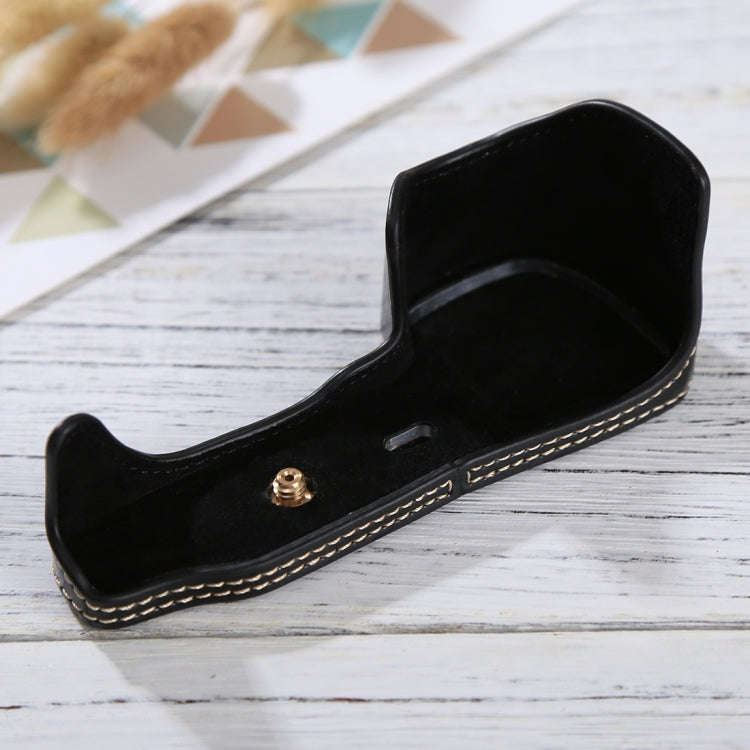 1/4 inch Thread PU Leather Camera Half Case Base for Sony ILCE-6000 / A6000(Black)