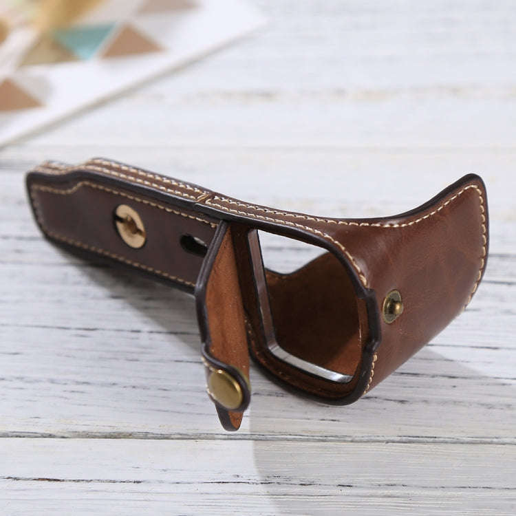 1/4 inch Thread PU Leather Camera Half Case Base for Sony ILCE-6000 / A6000(Coffee)
