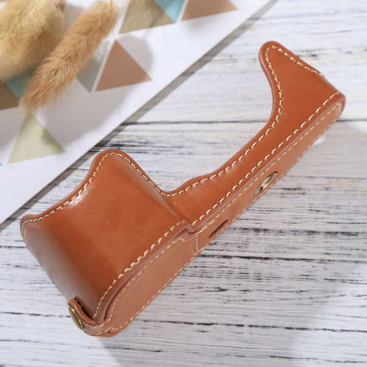 1/4 inch Thread PU Leather Camera Half Case Base for Sony ILCE-6000 / A6000(Brown)