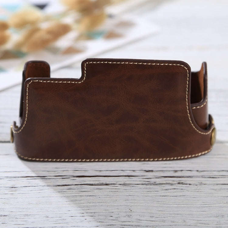 1/4 inch Thread PU Leather Camera Half Case Base for FUJIFILM X-E3(Coffee)